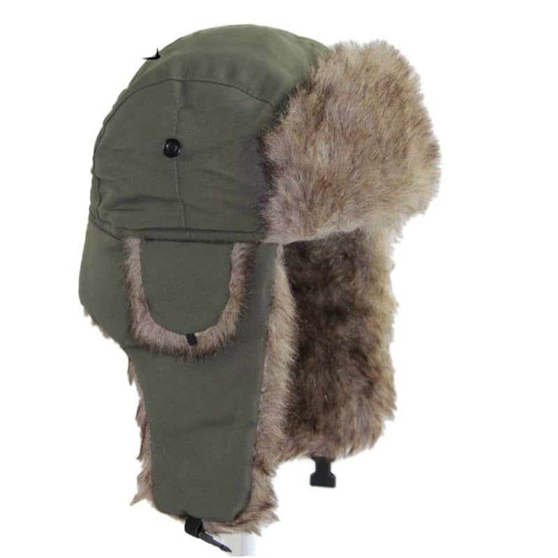 ASWER Trapper Warm Russian Trooper Hat Winter Skiing Cap Women Men Windproof Green - Image 1